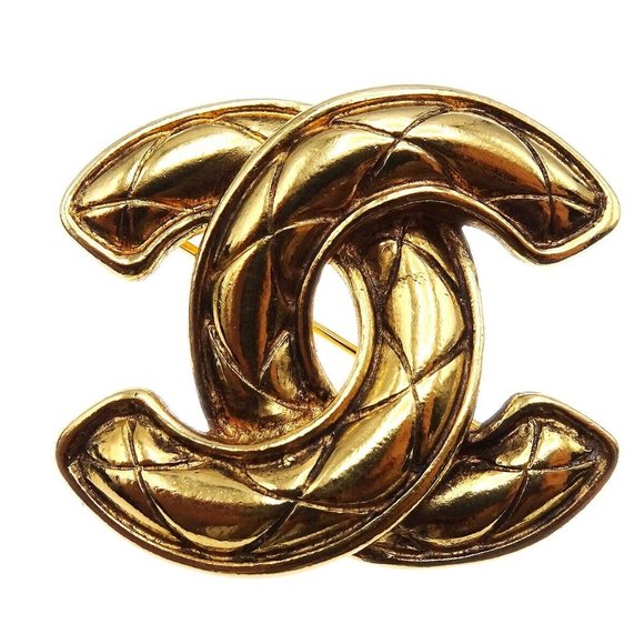 Chanel Quilted Brooch Pin Corsage Gold-plated - Picture 1 of 4